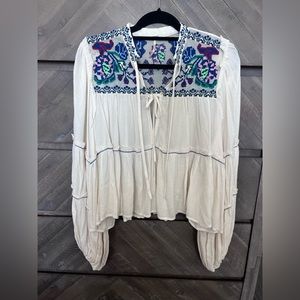 Free People Peasant Tie Blouse